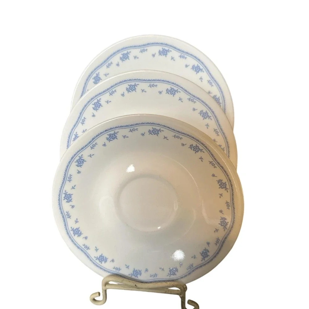 Set of 3 Corning Corelle Morning Blue Saucers